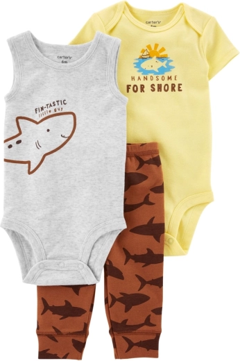 Carter's 3-piece set for boys Brown Shark – sweatpants and 2× bodysuits – 24m