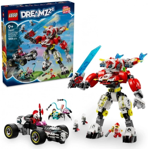 LEGO® DREAMZzz™ 71497 Kuperio tigro robotas ir Zeros hot rodas
