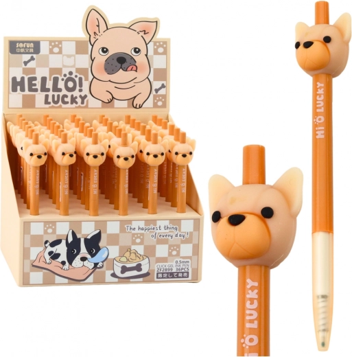 Gel pen with dog motif, blue ink, 0.5 mm