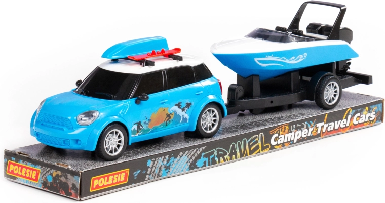 Touring Car with Trailer and Boat