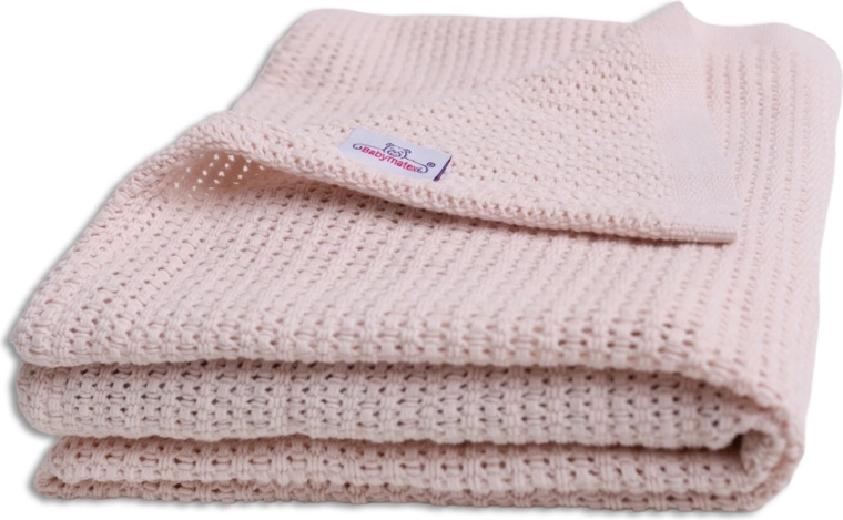 BabyMatex megzta medvilninė antklodė Lili 75 × 100 cm kreminė – sendinta rožinė, pudrinė