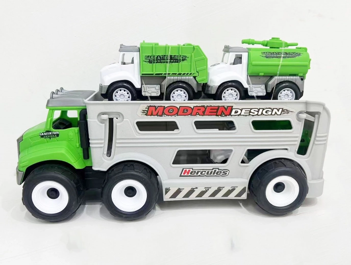 Žaislinis vilkikas su automobiliukais 31 cm