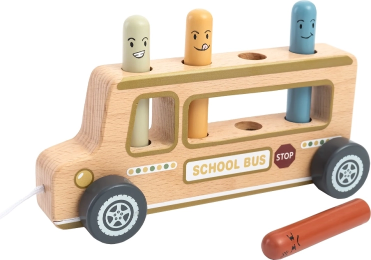 Pull-along bus with cord