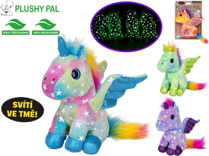 Pliušinis vienaragis Plushy Pal 15 cm su švytinčiais sparneliais
