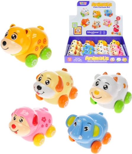 Baby animal on wheels with pull-back drive and bobbing head - 1 piece