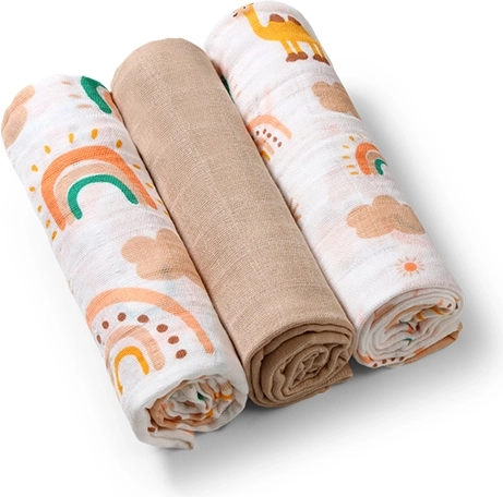 BabyOno muslino sauskelnės Super Soft 3 vnt. – smėlinės
