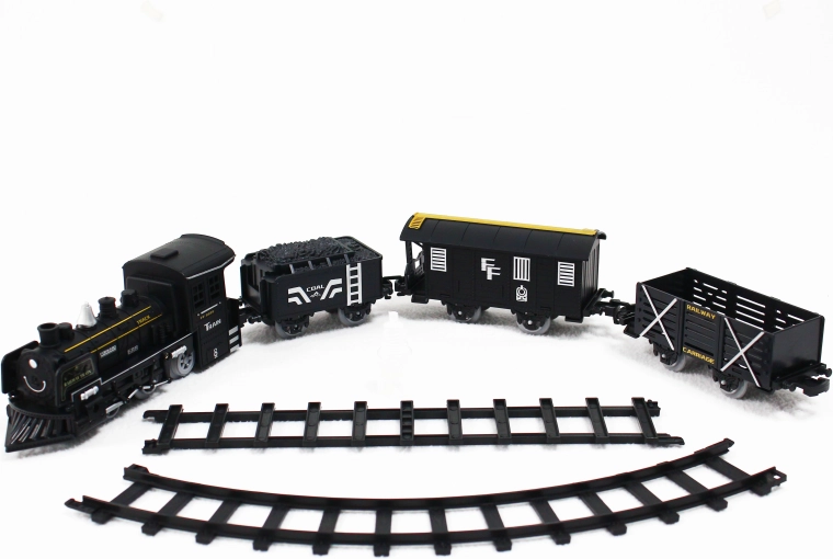 Electric train set – steam locomotive with smoke, light and sound on batteries