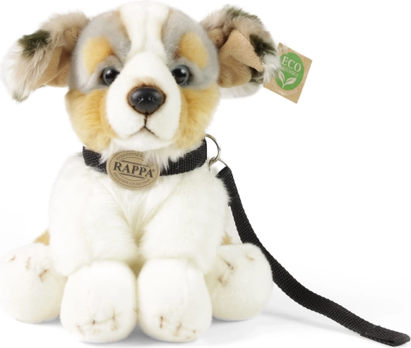 Plush Australian Shepherd dog with leash 28 cm eco friendly