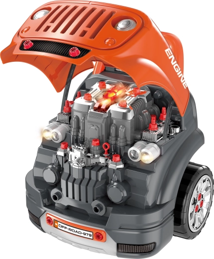 Opening hood and realistic engine