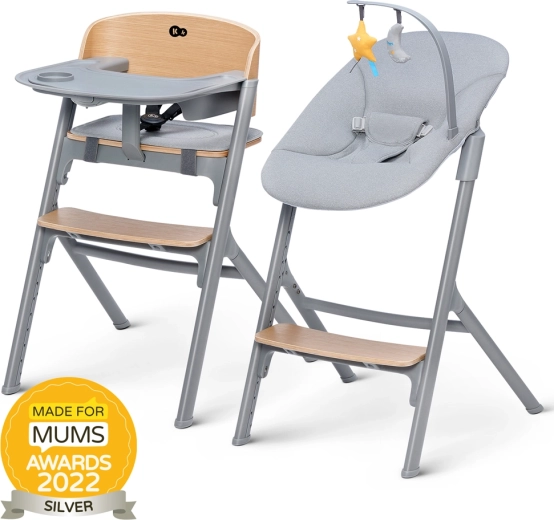 Kinderkraft Select valgomojo kėdutės rinkinys Livy Oak ir gultukas Calmee Premium