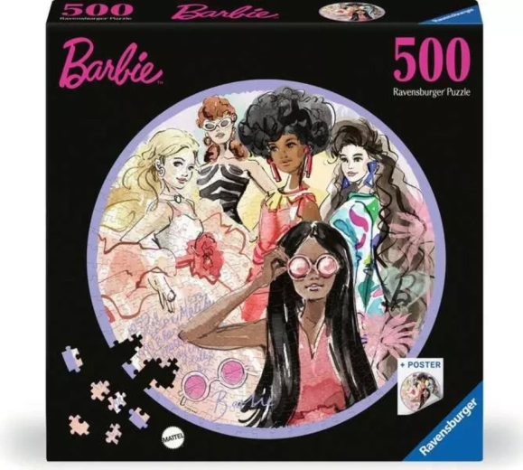 Ravensburger apvalios dėlionės Barbie: mados ikonos 500 detalių