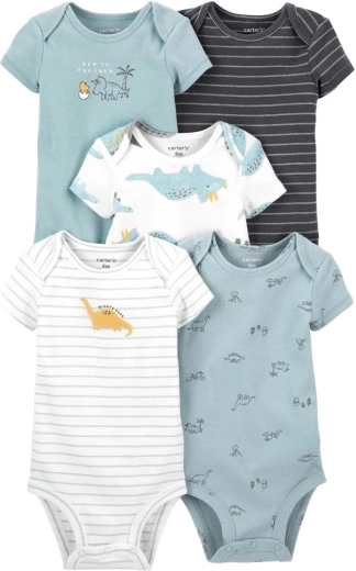 CARTER'S short-sleeve bodysuits Blue Dino for boys, 5 pcs – PRE