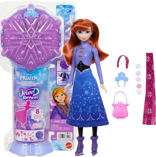 Mattel Disney Frozen Jewel Reveal lėlė Anna su pačiūžomis ir priedais