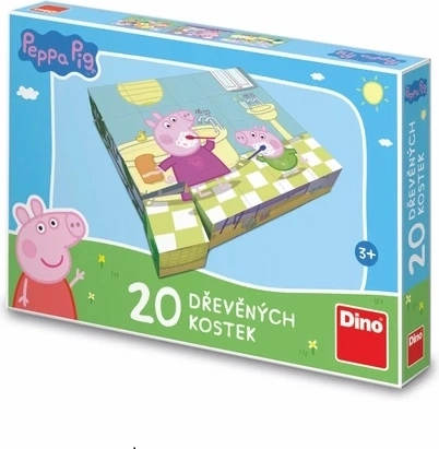 Medinės paveikslėlių kaladėlės Peppa Pig „Linksma diena“