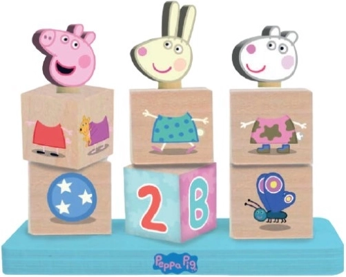 Medinės kaladėlės Kiaulytė Peppa su figūrėle