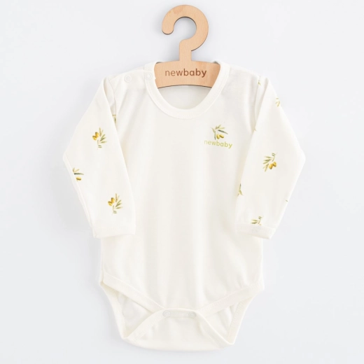Baby bodysuit with long sleeves made of organic cotton NEW BABY Olives, size 74 (6–9 months)