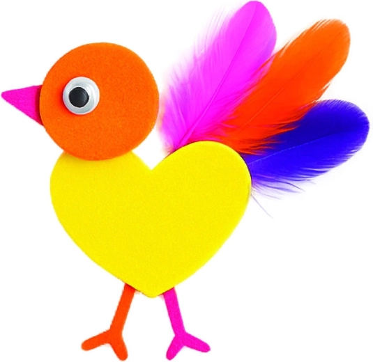 Linksmuoliai gyvūnėliai iš putplasčio ir plunksnų