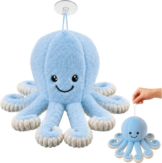 Plush octopus with suction cup, blue 16 cm - 1 piece