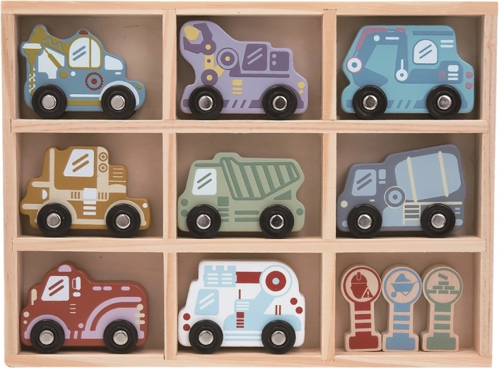Set of Wooden Toy Cars with Shelf 2Kids Toys