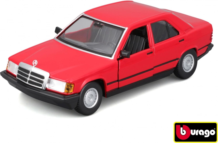 Bburago 1:24 Plus 1987 Mercedes-Benz 190E raudonas metalinis automobilio modelis