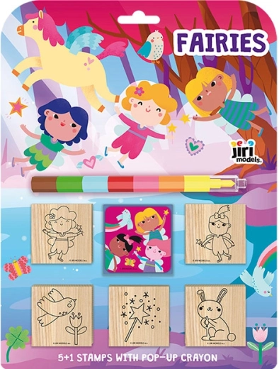 Fairy Stamp Set 5+1 with Multi-Colour Crayon