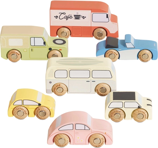 Le Toy Van vintažinis medinių automobiliukų rinkinys
