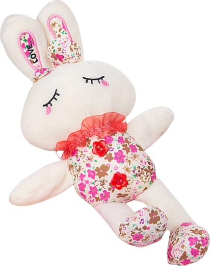 Beautiful long hair and a cute plush toy