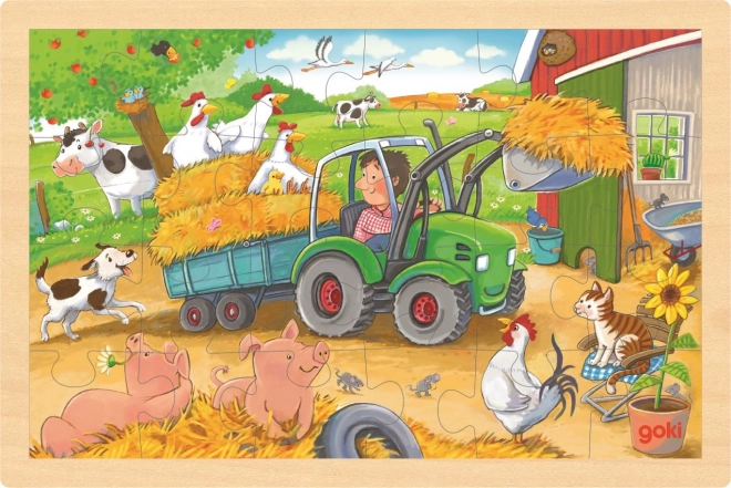 GOKI Wooden Puzzle Little Tractor 24 pieces