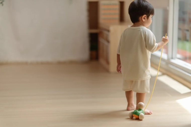Pull-along toy that encourages walking
