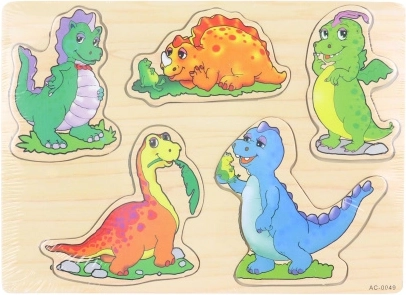 Medinė dinozaurų dėlionė-įstatinys