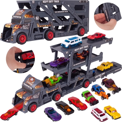 Transporter with 8 metal cars
