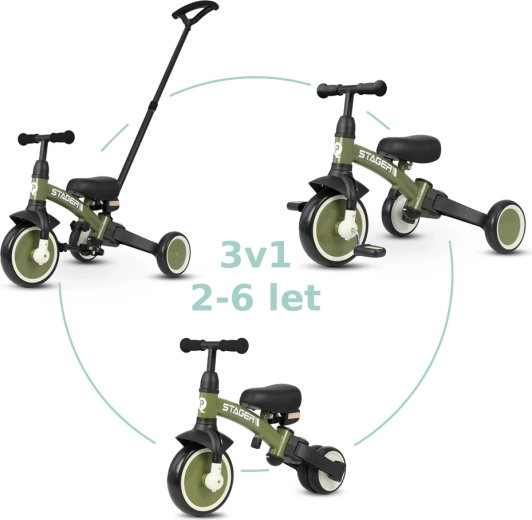 Qplay Stager 3-in-1 Tricycle Brown – Green
