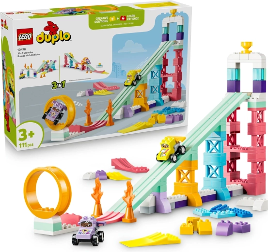 LEGO DUPLO Kūrybinės rampos 3 viename su transporto priemonėmis