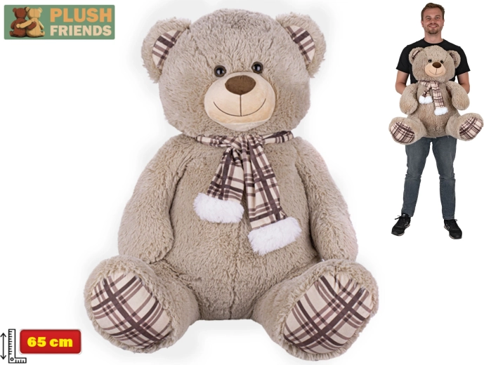 Pliušinis meškiukas Plush Friends 65 cm su šaliku