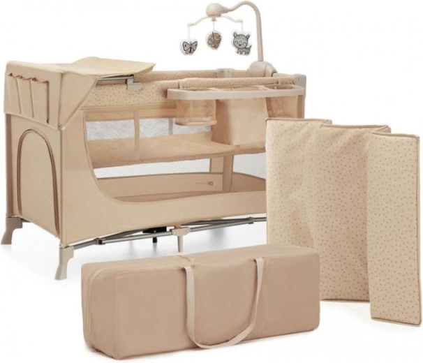 Kelioninė lovytė Joy 2 smėlio (beige) su priedais