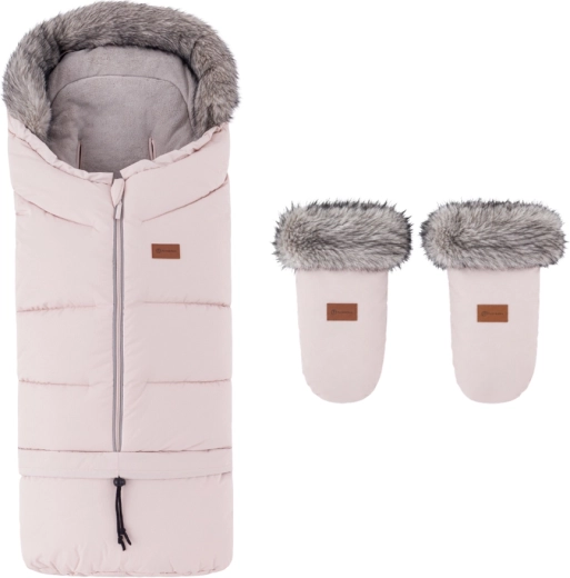 PETITE&MARS žieminis vokelis Arctic 4v1 su pirštinėmis vežimėliui Fjora Rose Petal – 2 vnt.