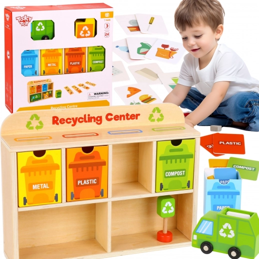 Tooky Toy medinis perdirbimo centras – edukacinis rūšiavimo rinkinys
