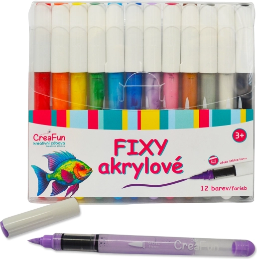 Akriliniai markeriai CreaFun, 12 spalvų