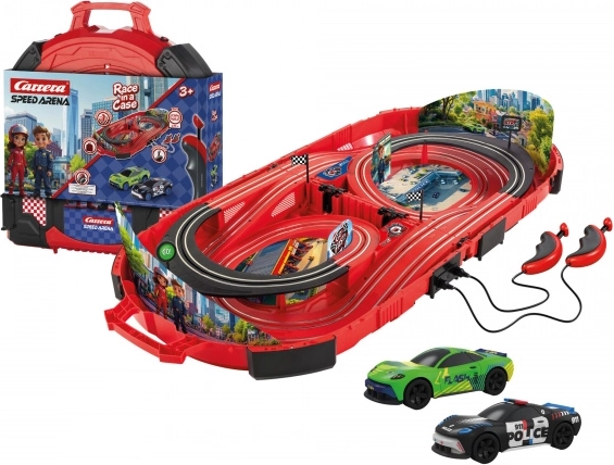 Automobilių trasa Carrera Speed Arena Police nešiojamame lagamine 2,77 m