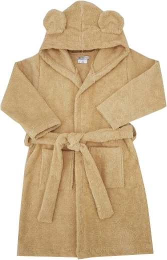 EKO children’s cotton bathrobe with hood and ears, beige (size 80–86)
