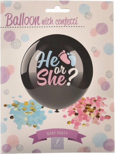 Latex balloon BOY/GIRL with confetti 90 cm