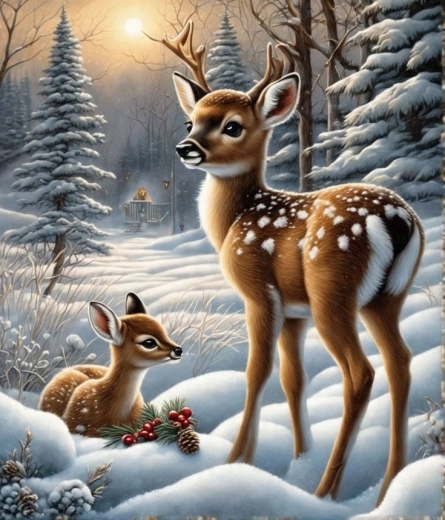 Norimpex Paint by Numbers Deer in a Snowy Forest 40 × 50 cm
