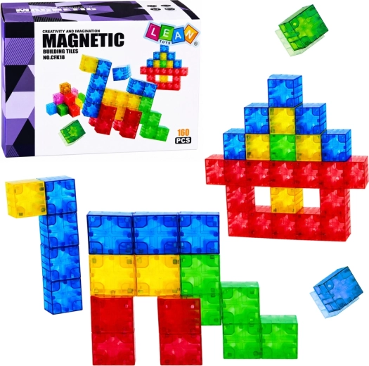 Magnetinės statybinės kaladėlės – spalvotos magnetinės 3D kubo formos kaladėlės (160 dalių)