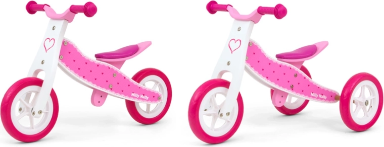Milly Mally balance bike 2in1 Cool Hearts - 1 piece