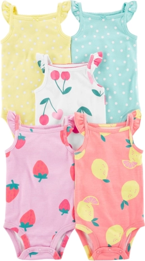 CARTER'S sleeveless bodysuits Dots Fruit for girls, 5 pcs – 3 m