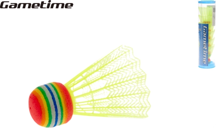 Badmintono plunksniniai kamuoliukai Gametime geltoni – 6 vnt. tūbelėje