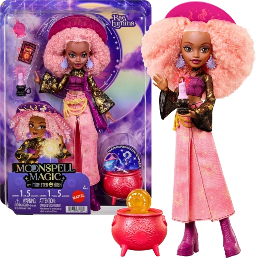 Monster High Moonspell Magic lėlė Rae Lumina 26 cm su priedais