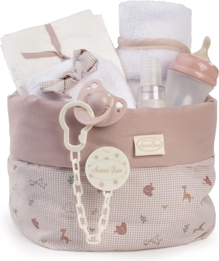 Antonio Juan Savanna textile basket with accessories for a baby doll