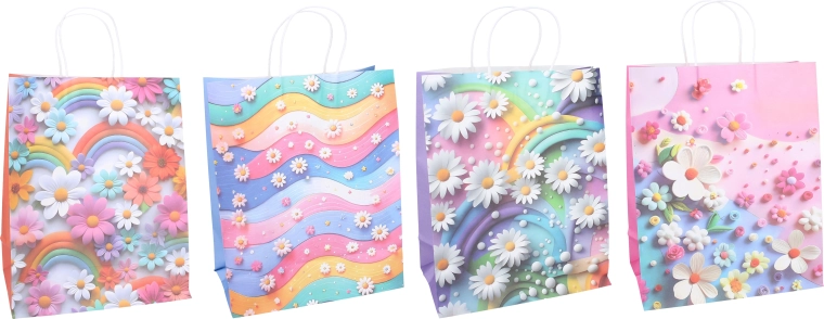 Gift Bag M with Floral Design - 1 Piece