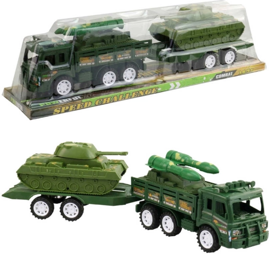 Karinės technikos armijos rinkinys su priekaba ir tanku